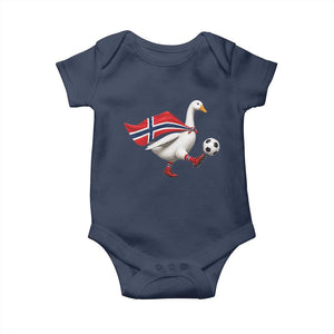 Norway Soccer Goose Baby Onesie Norwegian Flag Patriotic Football Fan Graphic TS10 Navy Print Your Wear