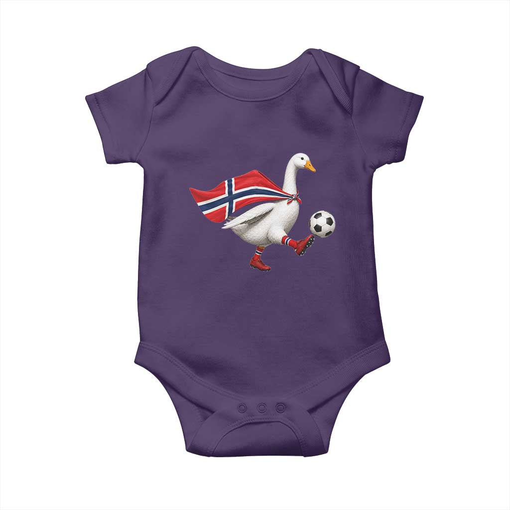 Norway Soccer Goose Baby Onesie Norwegian Flag Patriotic Football Fan Graphic TS10 Purple Print Your Wear