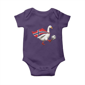 Norway Soccer Goose Baby Onesie Norwegian Flag Patriotic Football Fan Graphic TS10 Purple Print Your Wear