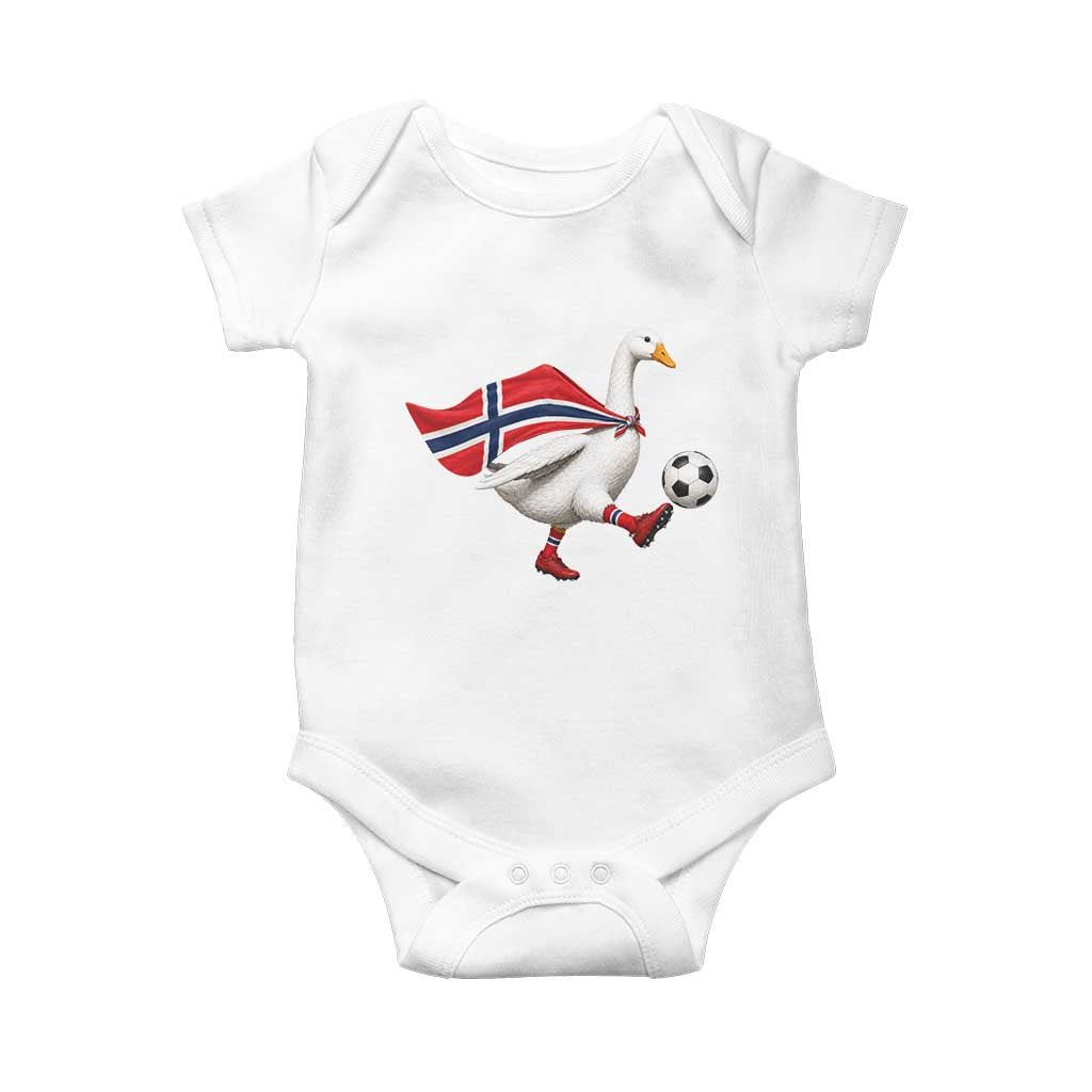 Norway Soccer Goose Baby Onesie Norwegian Flag Patriotic Football Fan Graphic TS10 White Print Your Wear