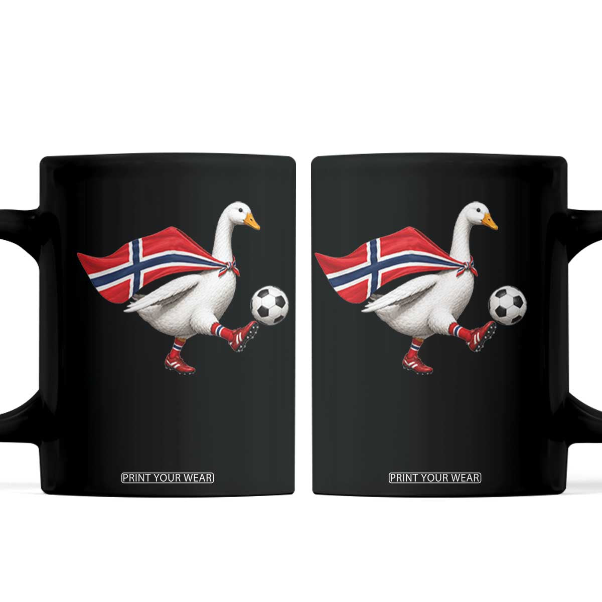 Norway Soccer Goose Coffee Mug Norwegian Flag Patriotic Football Fan Graphic TS10 Black Print Your Wear