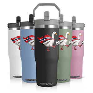 Norway Soccer Goose Flip Straw Tumbler Norwegian Flag Patriotic Football Fan Graphic TS10 Print Your Wear