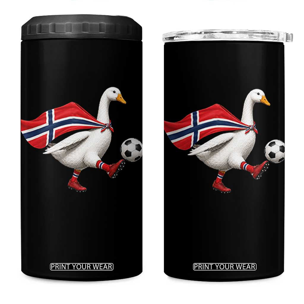 Norway Soccer Goose 4 in 1 Can Cooler Tumbler Norwegian Flag Patriotic Football Fan Graphic TS10 One Size: 16 oz Black Print Your Wear