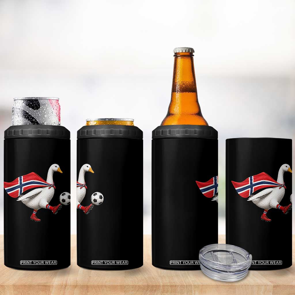 Norway Soccer Goose 4 in 1 Can Cooler Tumbler Norwegian Flag Patriotic Football Fan Graphic TS10 Print Your Wear