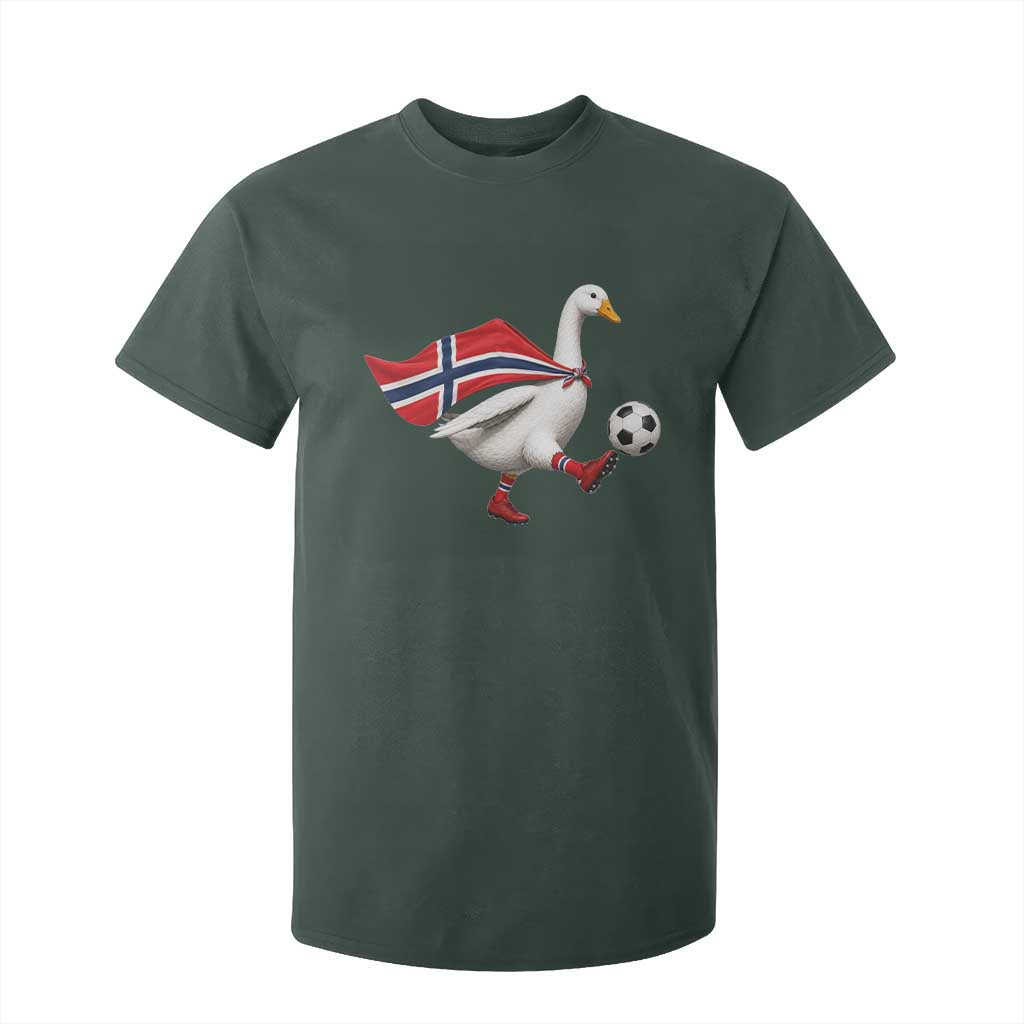 Norway Soccer Goose T Shirt For Kid Norwegian Flag Patriotic Football Fan Graphic TS10 Dark Forest Green Print Your Wear