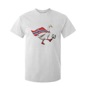 Norway Soccer Goose T Shirt For Kid Norwegian Flag Patriotic Football Fan Graphic TS10 White Print Your Wear
