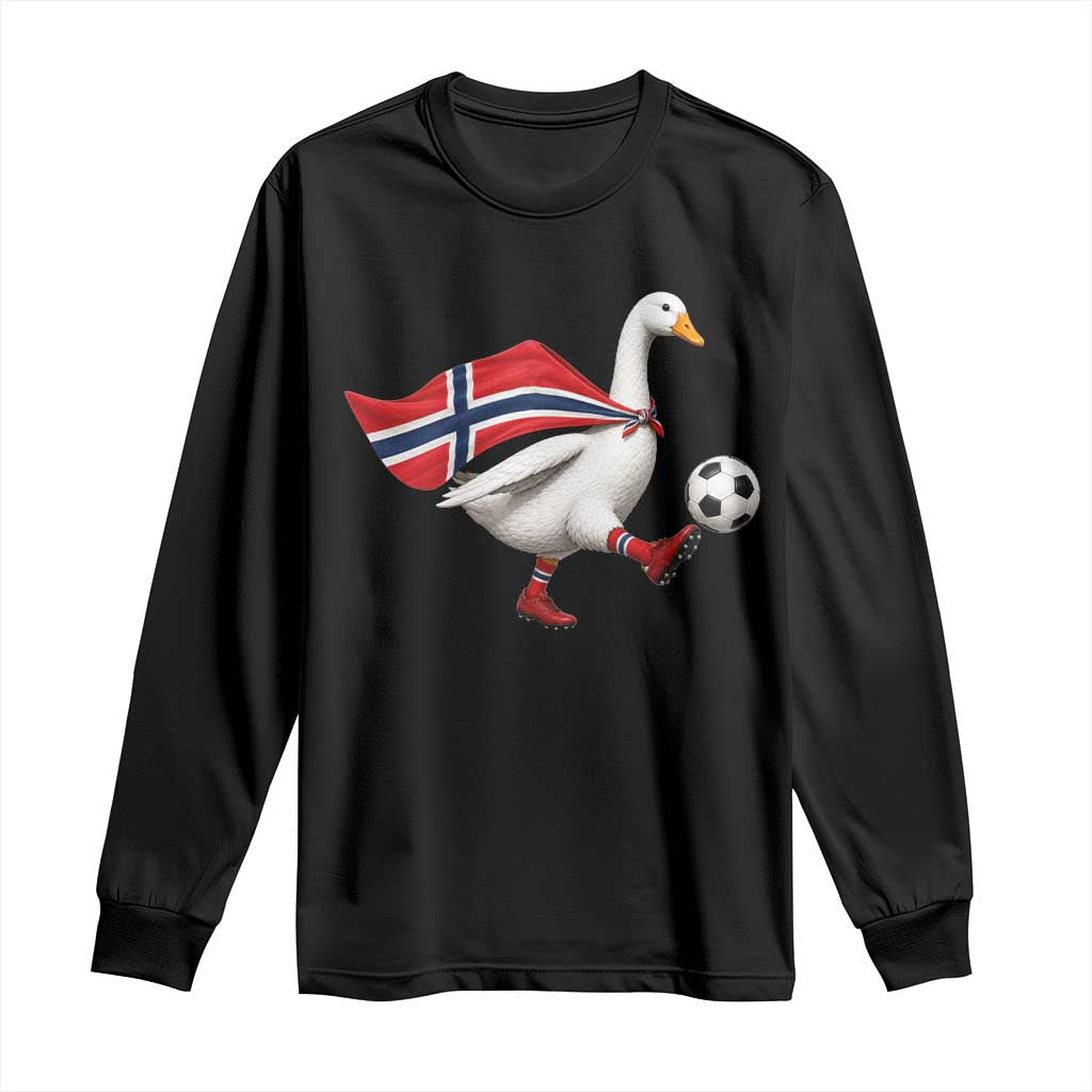 Norway Soccer Goose Long Sleeve Shirt Norwegian Flag Patriotic Football Fan Graphic TS10 Black Print Your Wear