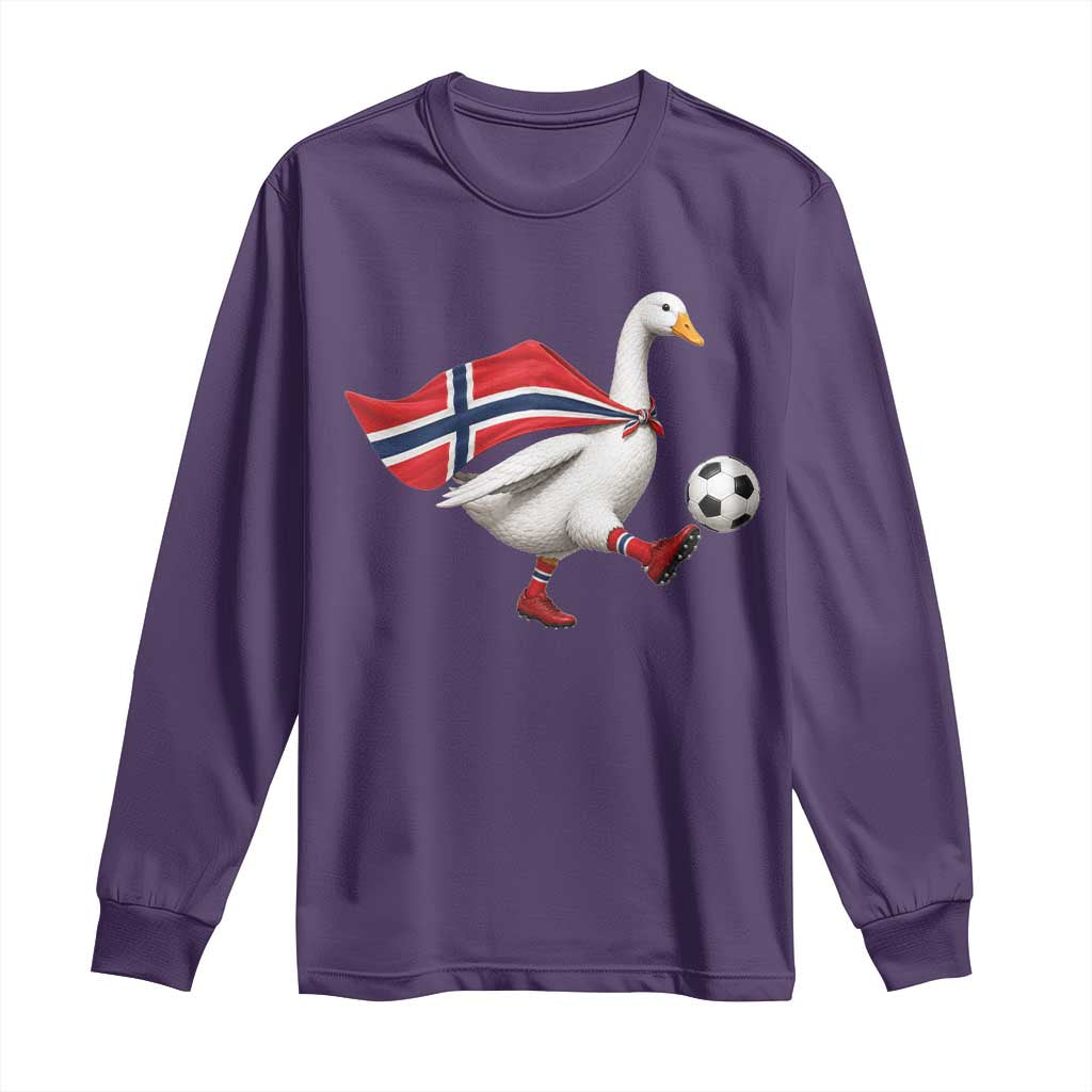 Norway Soccer Goose Long Sleeve Shirt Norwegian Flag Patriotic Football Fan Graphic TS10 S Purple Print Your Wear
