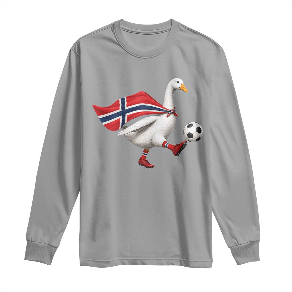 Norway Soccer Goose Long Sleeve Shirt Norwegian Flag Patriotic Football Fan Graphic TS10 Sport Gray Print Your Wear