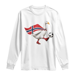 Norway Soccer Goose Long Sleeve Shirt Norwegian Flag Patriotic Football Fan Graphic TS10 White Print Your Wear