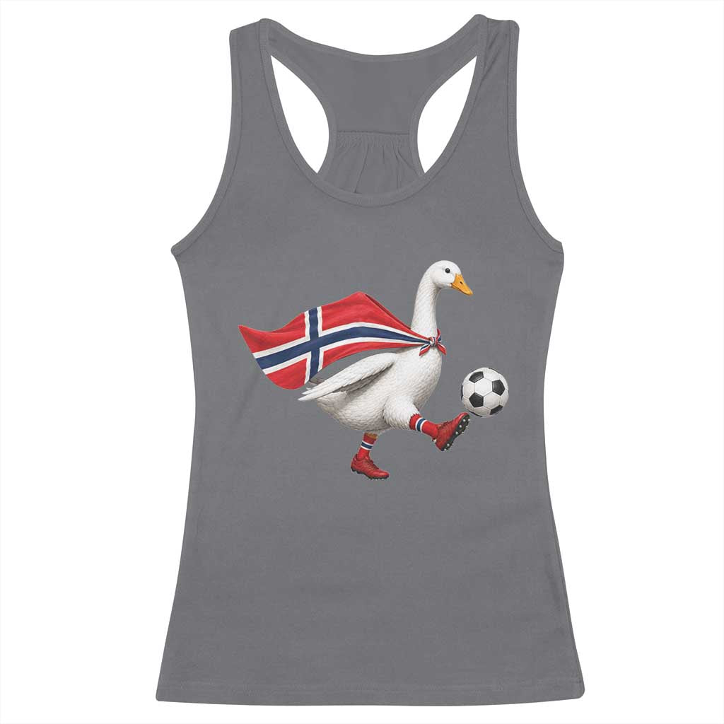 Norway Soccer Goose Racerback Tank Top Norwegian Flag Patriotic Football Fan Graphic TS10 Charcoal Print Your Wear