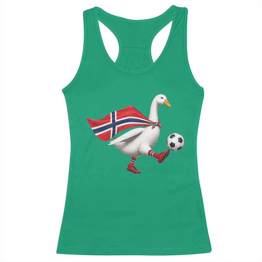 Norway Soccer Goose Racerback Tank Top Norwegian Flag Patriotic Football Fan Graphic TS10 Irish Green Print Your Wear