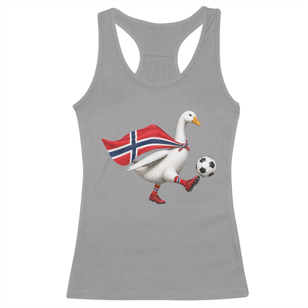 Norway Soccer Goose Racerback Tank Top Norwegian Flag Patriotic Football Fan Graphic TS10 Sport Gray Print Your Wear