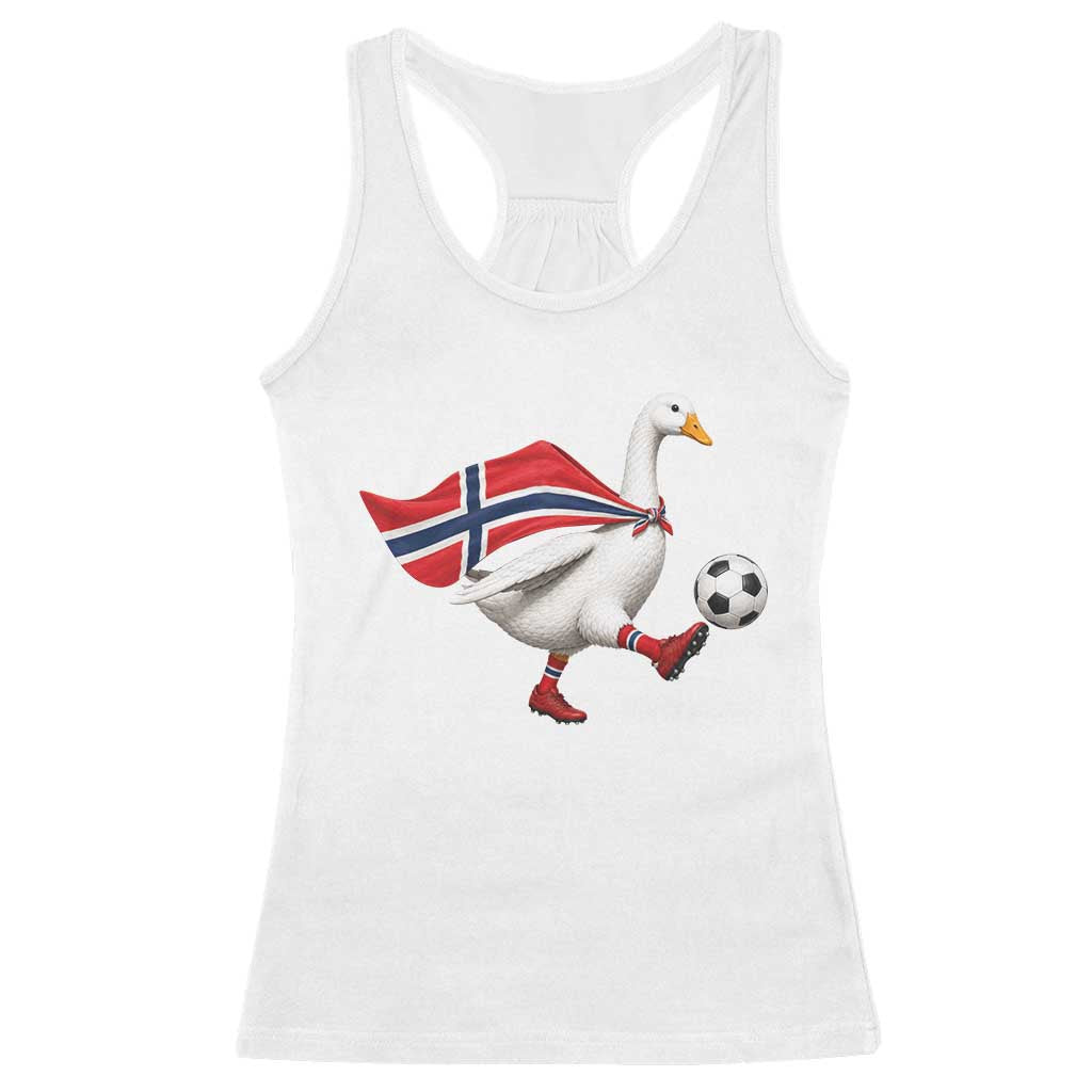 Norway Soccer Goose Racerback Tank Top Norwegian Flag Patriotic Football Fan Graphic TS10 White Print Your Wear