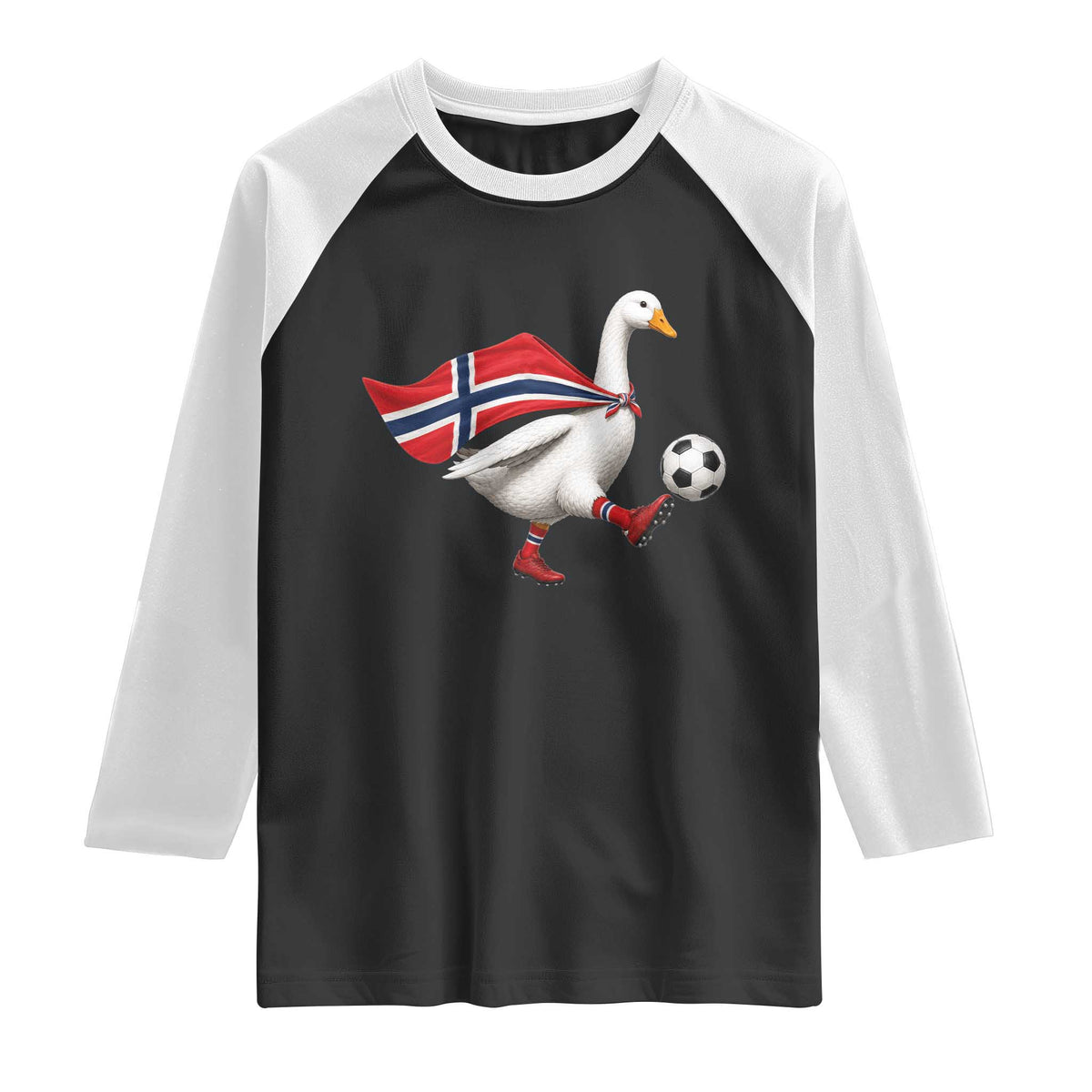 Norway Soccer Goose Raglan Shirt Norwegian Flag Patriotic Football Fan Graphic TS10 Black White Print Your Wear