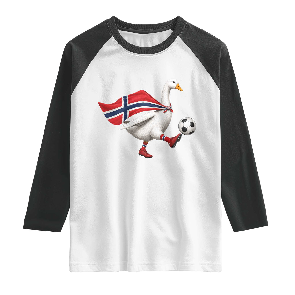 Norway Soccer Goose Raglan Shirt Norwegian Flag Patriotic Football Fan Graphic TS10 White Black Print Your Wear