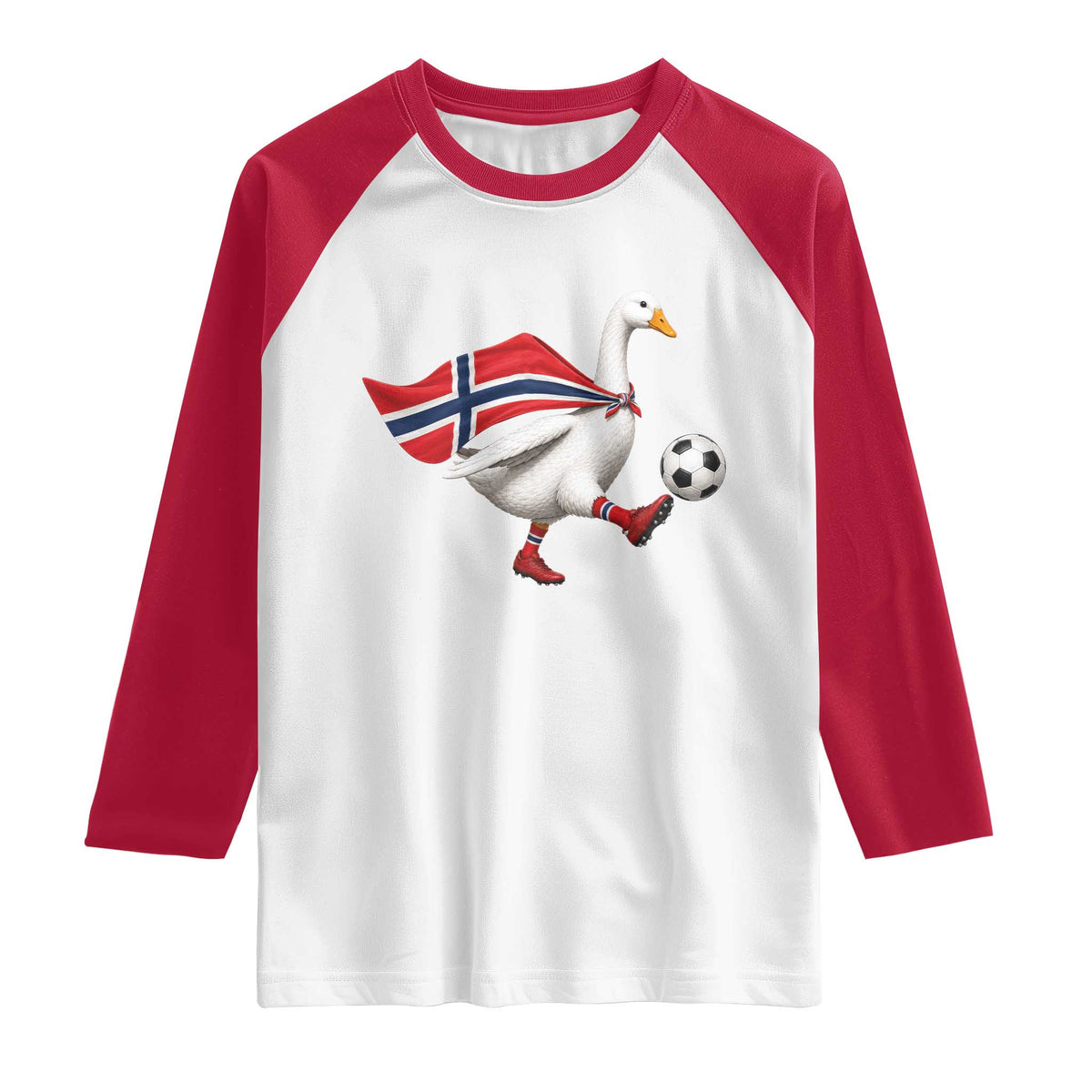 Norway Soccer Goose Raglan Shirt Norwegian Flag Patriotic Football Fan Graphic TS10 White Red Print Your Wear