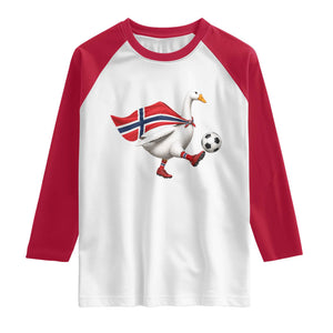 Norway Soccer Goose Raglan Shirt Norwegian Flag Patriotic Football Fan Graphic TS10 White Red Print Your Wear