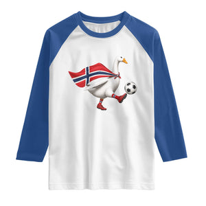 Norway Soccer Goose Raglan Shirt Norwegian Flag Patriotic Football Fan Graphic TS10 White Royal Print Your Wear