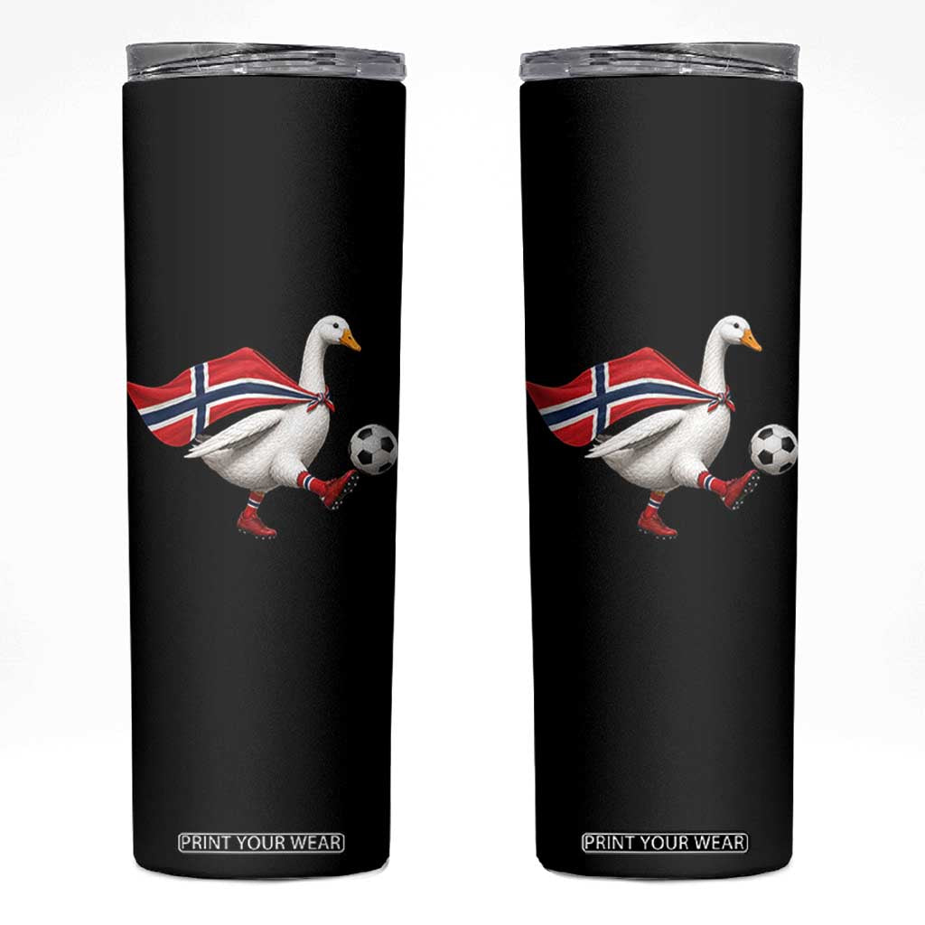 Norway Soccer Goose Skinny Tumbler Norwegian Flag Patriotic Football Fan Graphic TS10 Black Print Your Wear