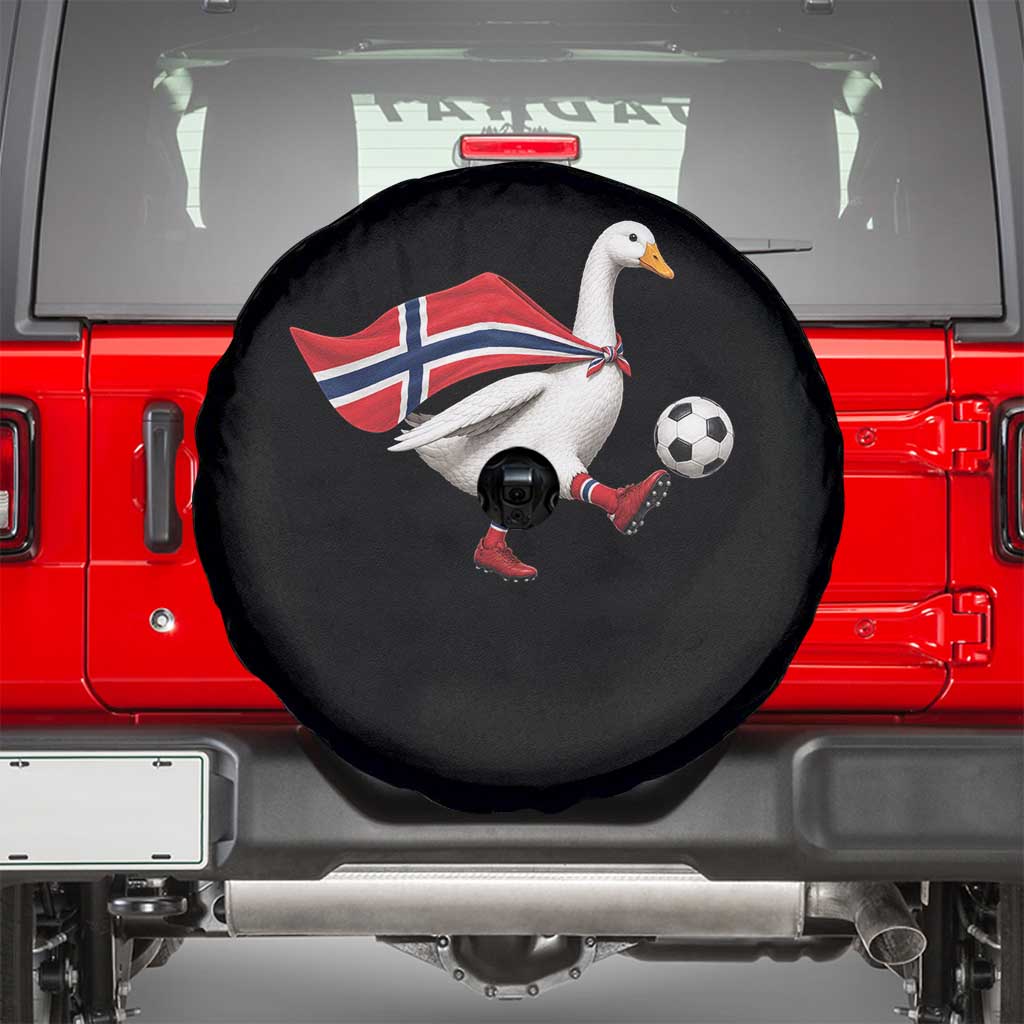 Norway Soccer Goose Spare Tire Cover Norwegian Flag Patriotic Football Fan Graphic TS10 Black Print Your Wear