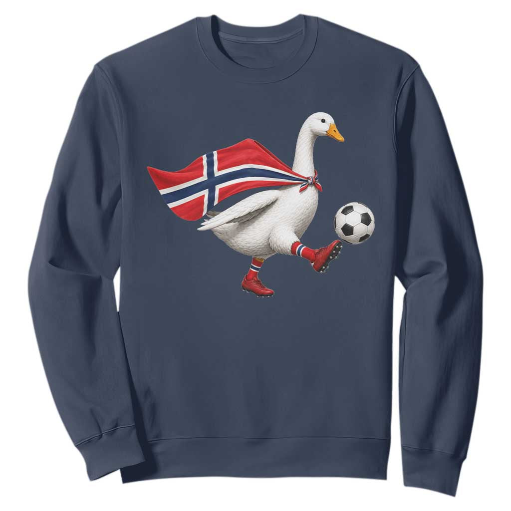Norway Soccer Goose Sweatshirt Norwegian Flag Patriotic Football Fan Graphic TS10 Navy Print Your Wear