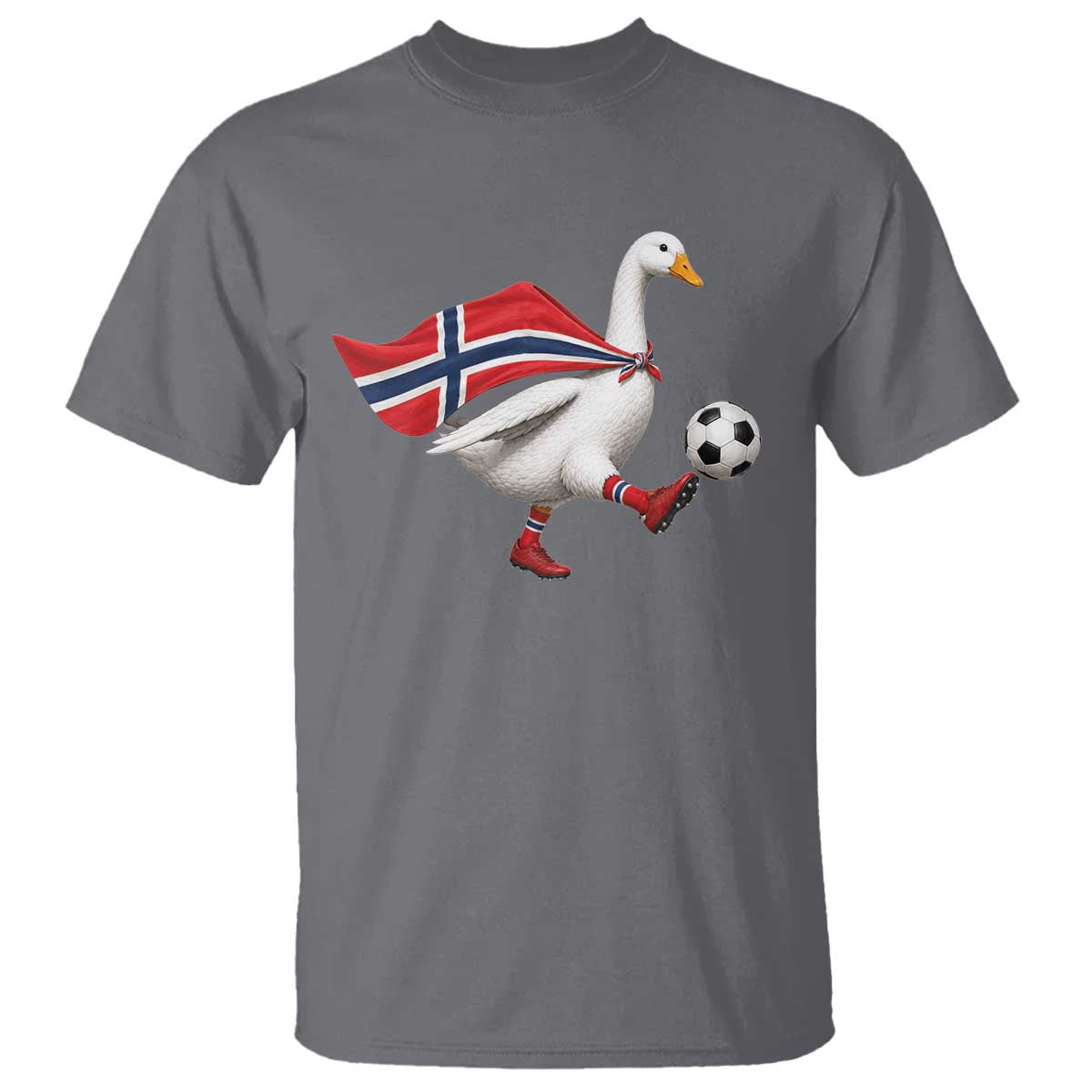 Norway Soccer Goose T Shirt Norwegian Flag Patriotic Football Fan Graphic TS10 Charcoal Print Your Wear