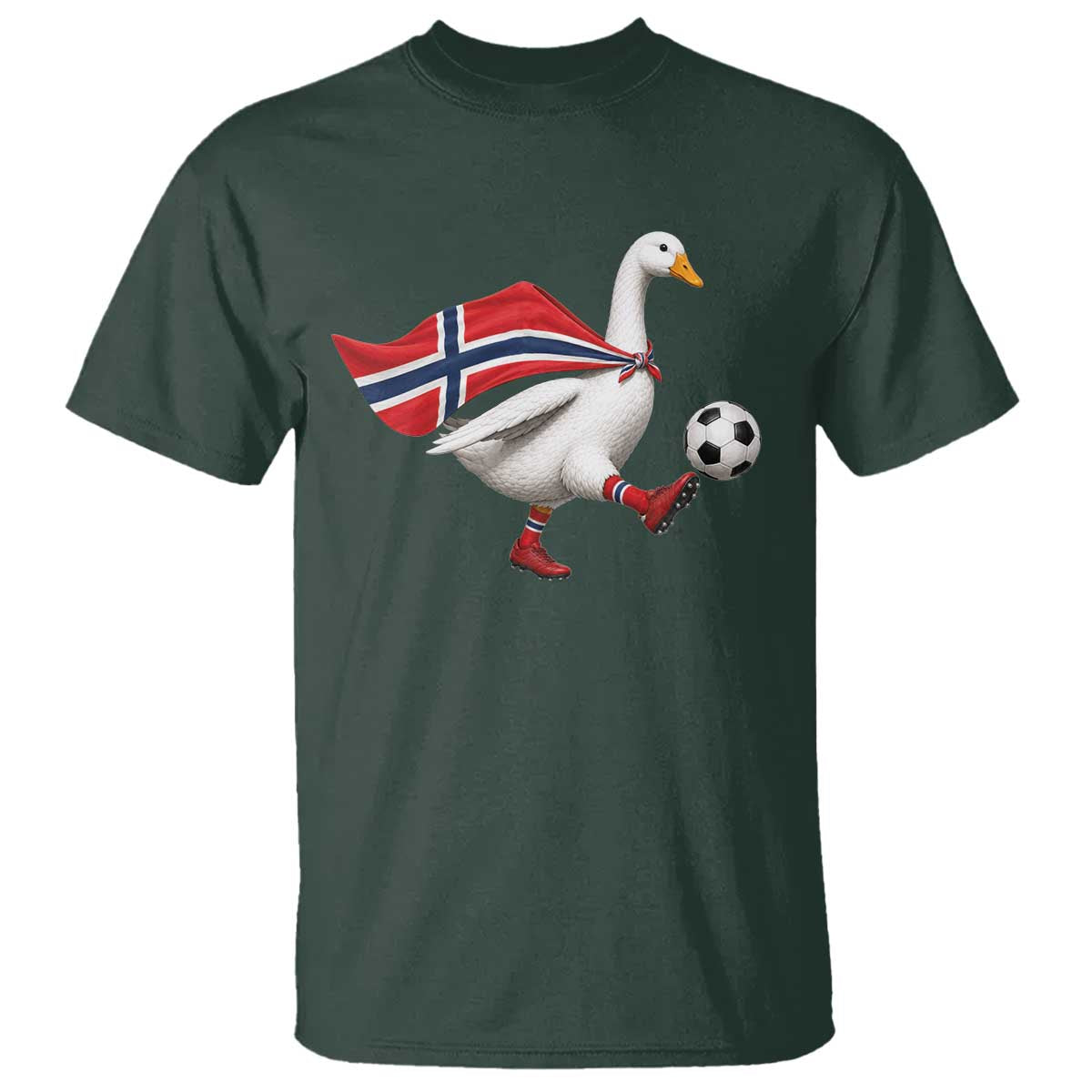 Norway Soccer Goose T Shirt Norwegian Flag Patriotic Football Fan Graphic TS10 Dark Forest Green Print Your Wear