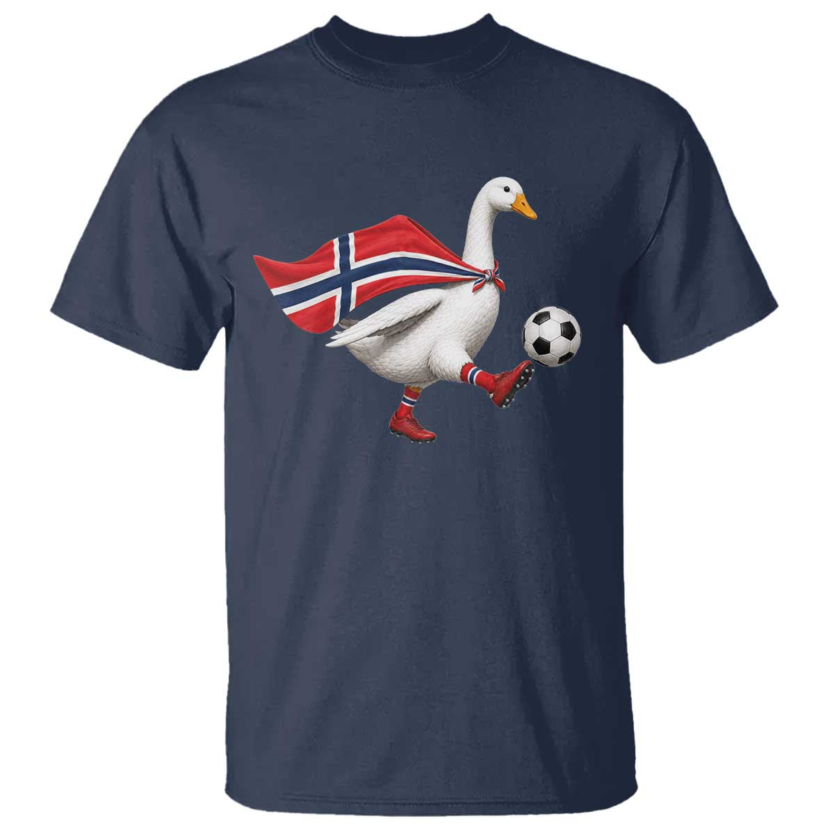 Norway Soccer Goose T Shirt Norwegian Flag Patriotic Football Fan Graphic TS10 Navy Print Your Wear