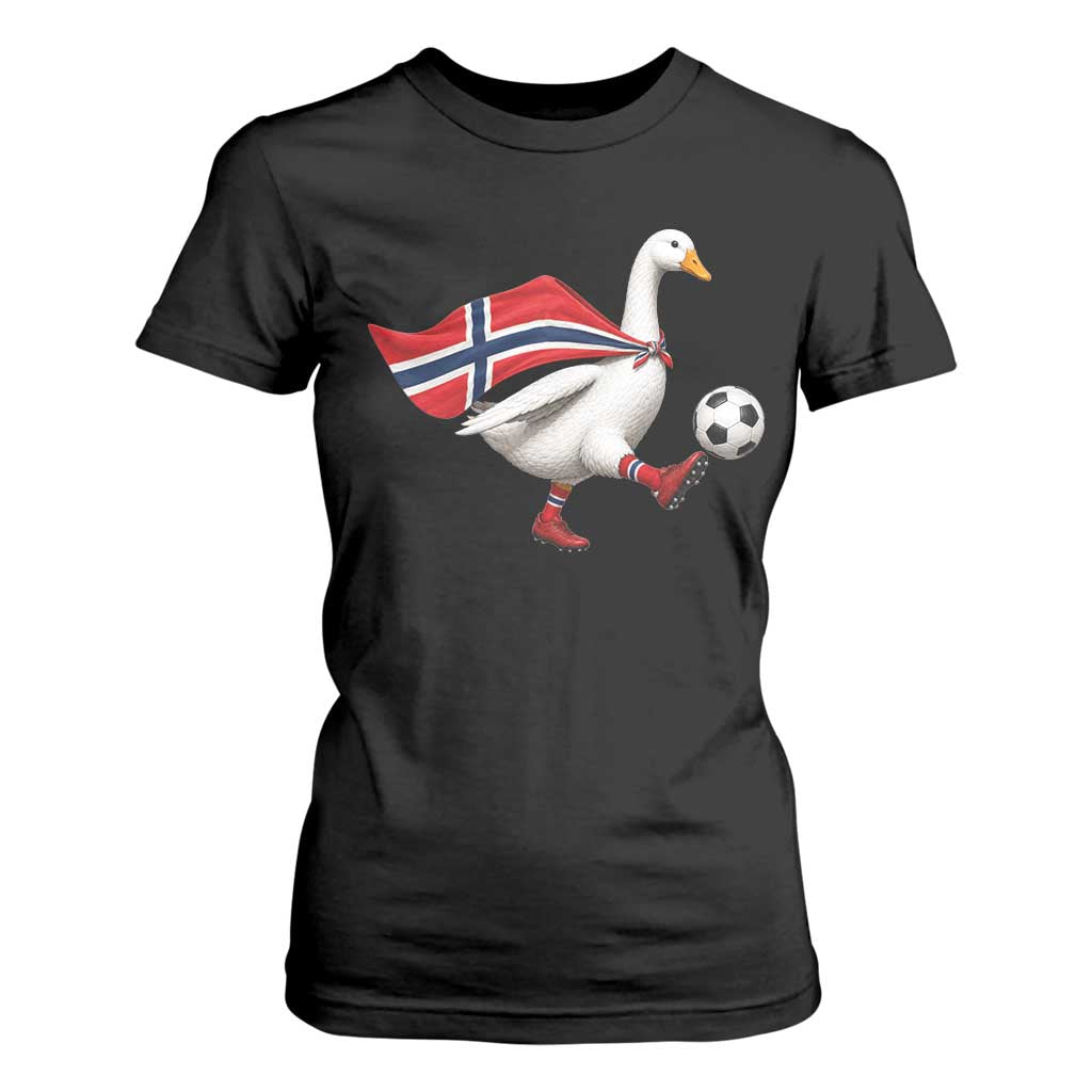 Norway Soccer Goose T Shirt For Women Norwegian Flag Patriotic Football Fan Graphic TS10 Black Print Your Wear