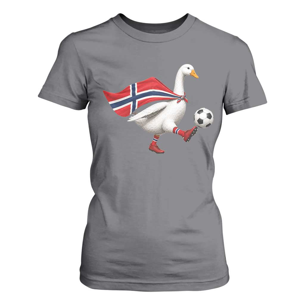 Norway Soccer Goose T Shirt For Women Norwegian Flag Patriotic Football Fan Graphic TS10 Charcoal Print Your Wear
