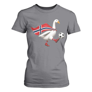 Norway Soccer Goose T Shirt For Women Norwegian Flag Patriotic Football Fan Graphic TS10 Charcoal Print Your Wear