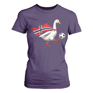 Norway Soccer Goose T Shirt For Women Norwegian Flag Patriotic Football Fan Graphic TS10 Purple Print Your Wear