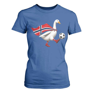 Norway Soccer Goose T Shirt For Women Norwegian Flag Patriotic Football Fan Graphic TS10 Royal Blue Print Your Wear