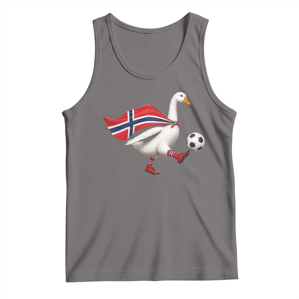 Norway Soccer Goose Tank Top Norwegian Flag Patriotic Football Fan Graphic TS10 Deep Heather Print Your Wear