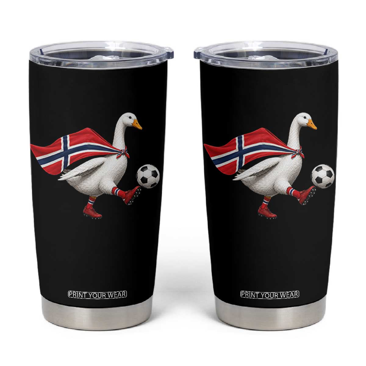 Norway Soccer Goose Tumbler Cup Norwegian Flag Patriotic Football Fan Graphic TS10 Black Print Your Wear