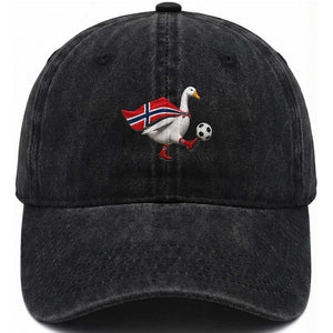 Norway Soccer Goose Washed Cotton Baseball Cap Norwegian Flag Patriotic Football Fan Graphic TS10 Print Your Wear