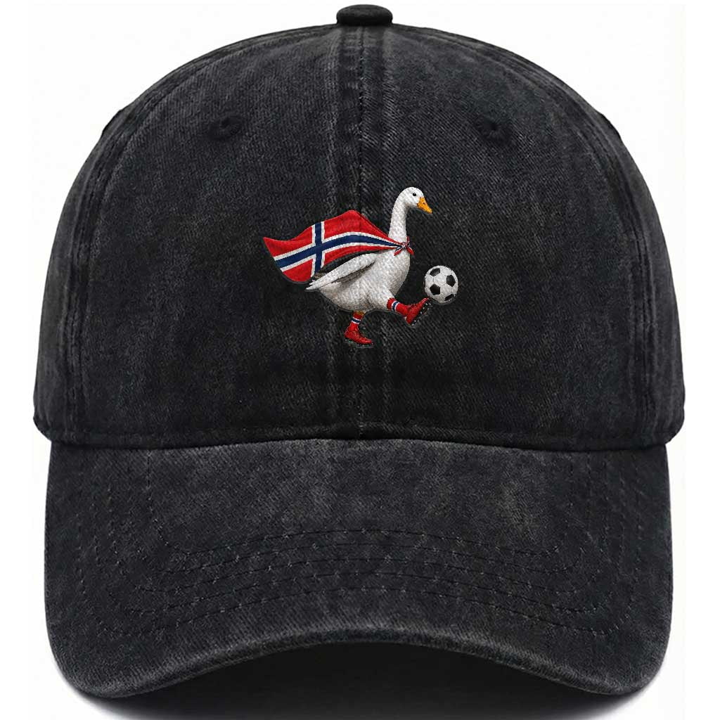Norway Soccer Goose Washed Cotton Baseball Cap Norwegian Flag Patriotic Football Fan Graphic TS10 Print Your Wear