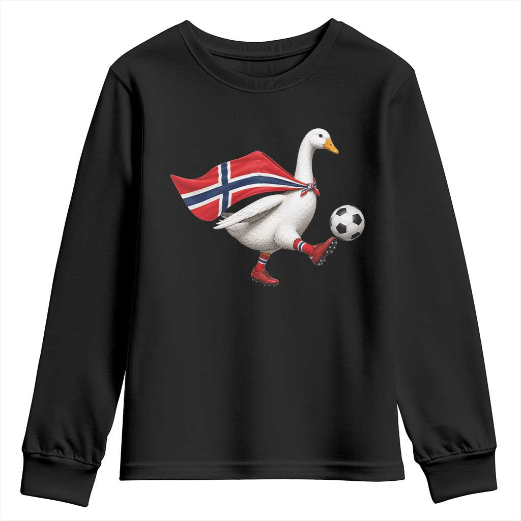 Norway Soccer Goose Youth Sweatshirt Norwegian Flag Patriotic Football Fan Graphic TS10 Black Print Your Wear