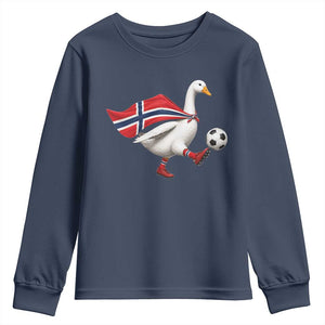 Norway Soccer Goose Youth Sweatshirt Norwegian Flag Patriotic Football Fan Graphic TS10 Navy Print Your Wear