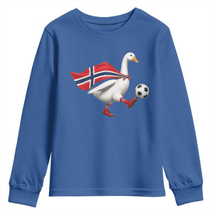 Norway Soccer Goose Youth Sweatshirt Norwegian Flag Patriotic Football Fan Graphic TS10 Royal Blue Print Your Wear