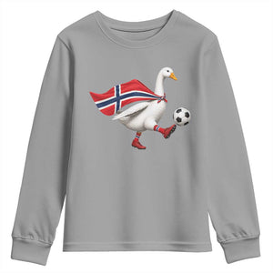 Norway Soccer Goose Youth Sweatshirt Norwegian Flag Patriotic Football Fan Graphic TS10 Sport Gray Print Your Wear