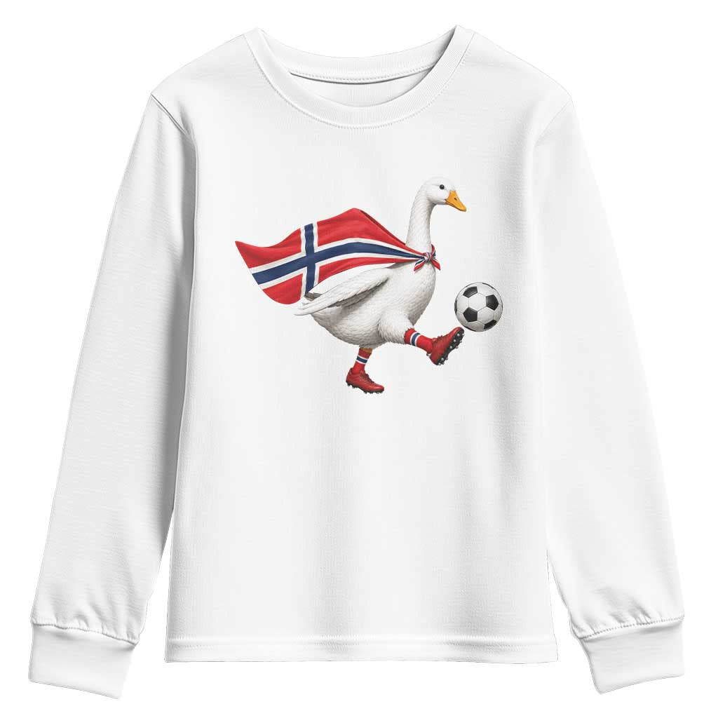 Norway Soccer Goose Youth Sweatshirt Norwegian Flag Patriotic Football Fan Graphic TS10 White Print Your Wear