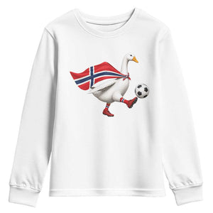 Norway Soccer Goose Youth Sweatshirt Norwegian Flag Patriotic Football Fan Graphic TS10 White Print Your Wear