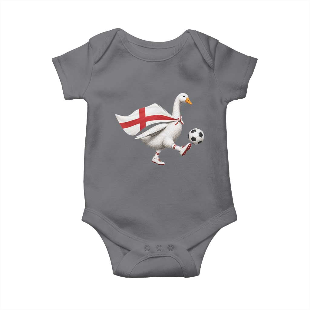England Soccer Goose Baby Onesie Patriotic Football Fan Graphic England Flag TS10 Charcoal Print Your Wear