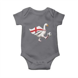 England Soccer Goose Baby Onesie Patriotic Football Fan Graphic England Flag TS10 Charcoal Print Your Wear