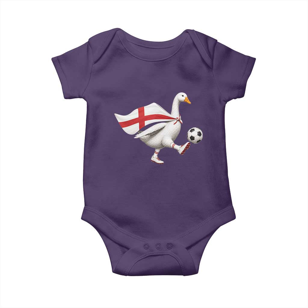 England Soccer Goose Baby Onesie Patriotic Football Fan Graphic England Flag TS10 Purple Print Your Wear