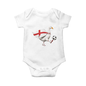 England Soccer Goose Baby Onesie Patriotic Football Fan Graphic England Flag TS10 White Print Your Wear