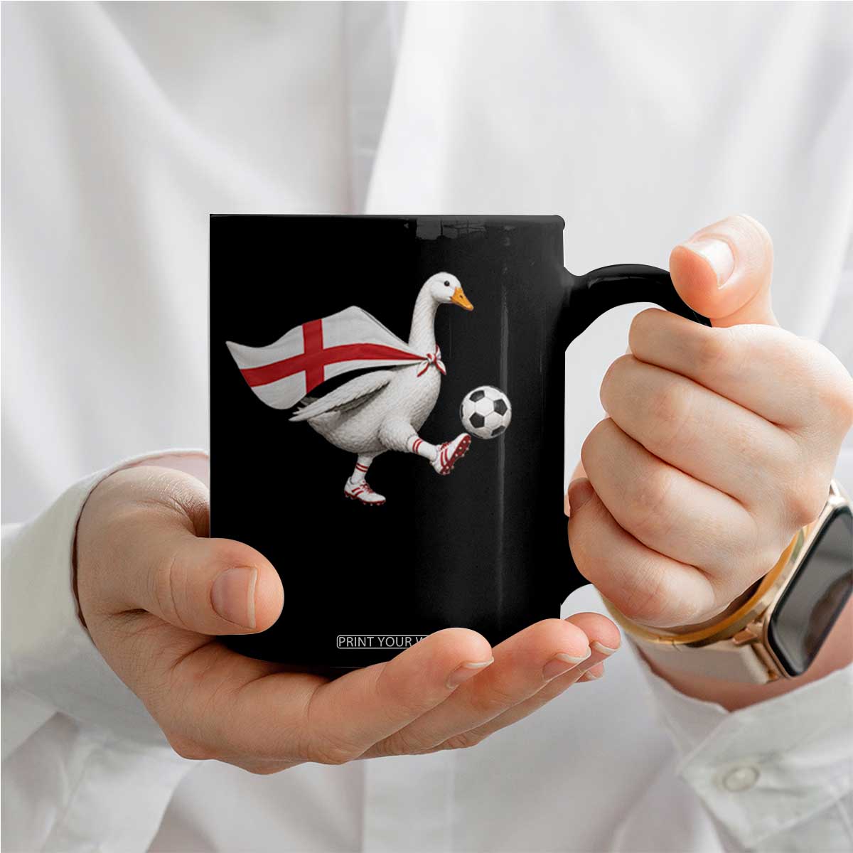 England Soccer Goose Coffee Mug Patriotic Football Fan Graphic England Flag TS10 Print Your Wear