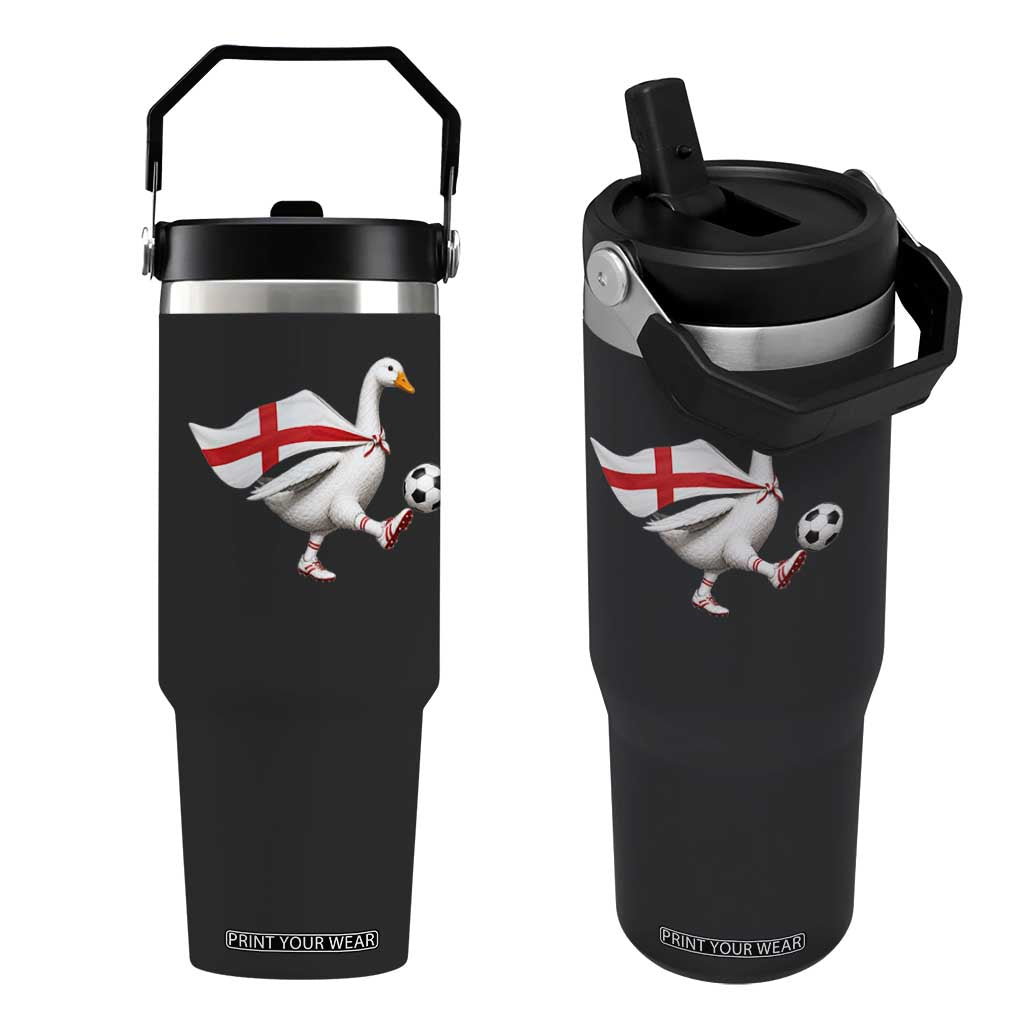 England Soccer Goose Flip Straw Tumbler Patriotic Football Fan Graphic England Flag TS10 One Size: 30 oz Black Print Your Wear